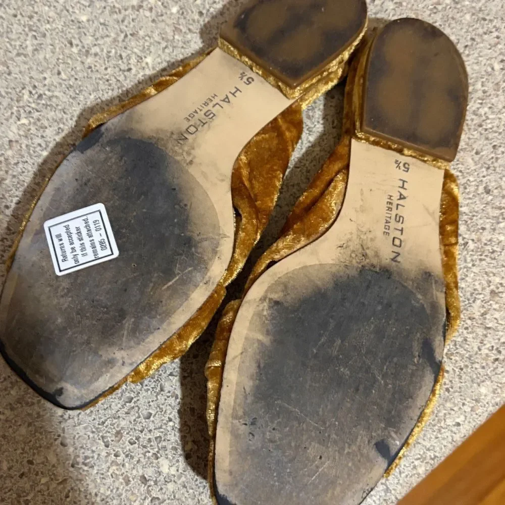 Halston Heritage Women's Brown Velvet Sandals - Picture 9 of 10